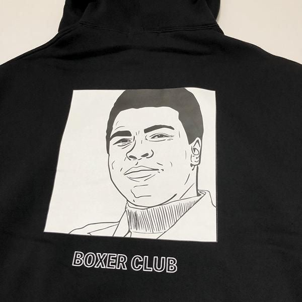 【40%OFFアウトレットSALE】"cassius" BOXER CLUB プルオーバー パーカー（ビッグシルエット）(黒Mサイズ）